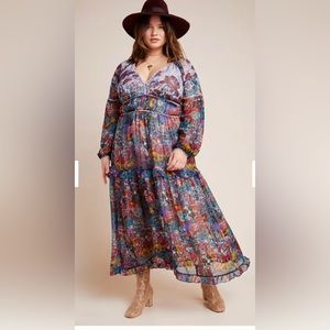 Anthropologie Maeve Annabella floral Boho maxi dress